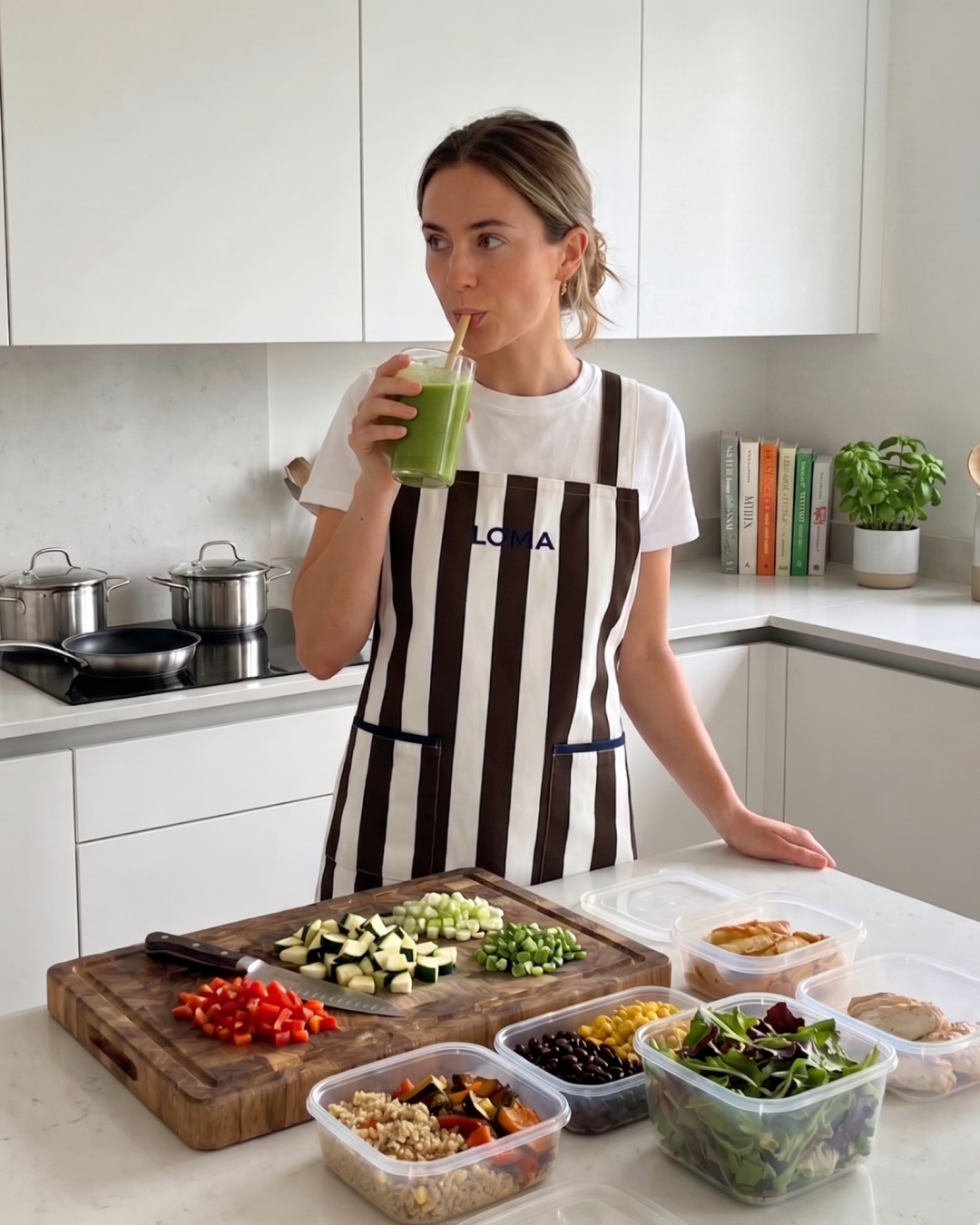 STRIPED COTTON APRON
