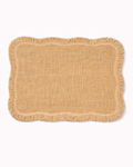Natural jute placemat with fringed edges front view