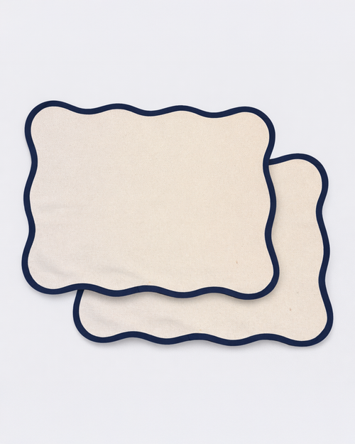 Set of two off-white cotton placemats front view
