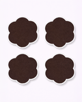 Set of four chocolate brown cotton coasters front view