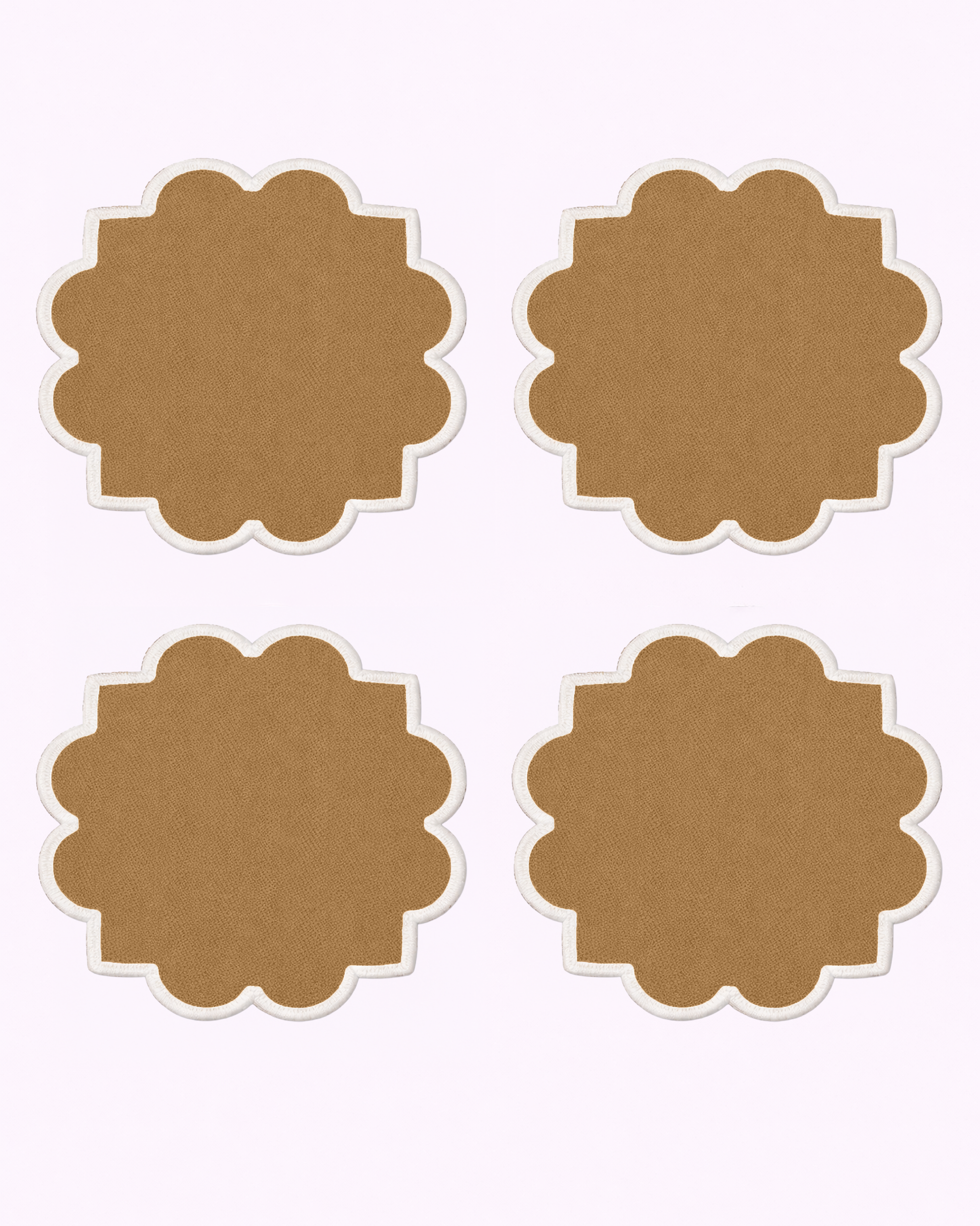 Four camel cotton coasters front view