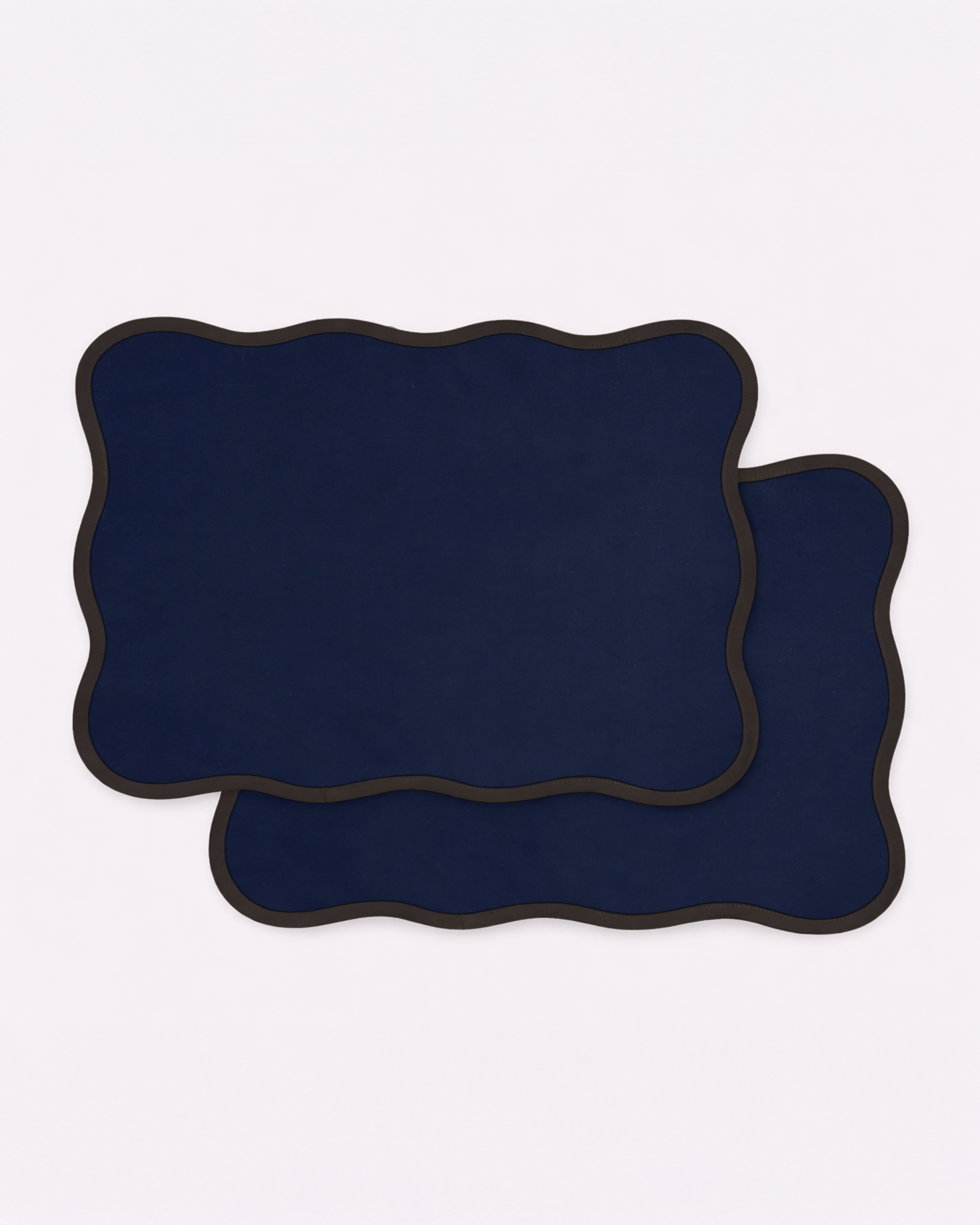 Set of two navy blue cotton placemats front view