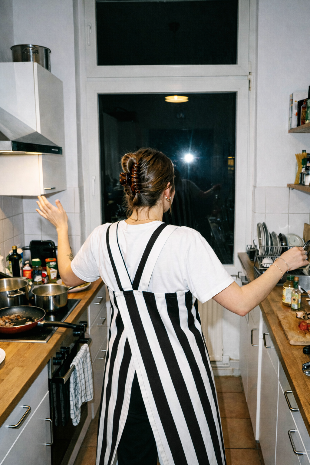 STRIPED COTTON APRON