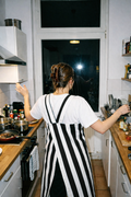 STRIPED COTTON APRON